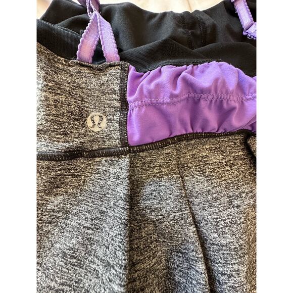 Lululemon Heathered Gray Purple Yogi Dance Tank Top‎ Size 6 - Picture 5 of 5
